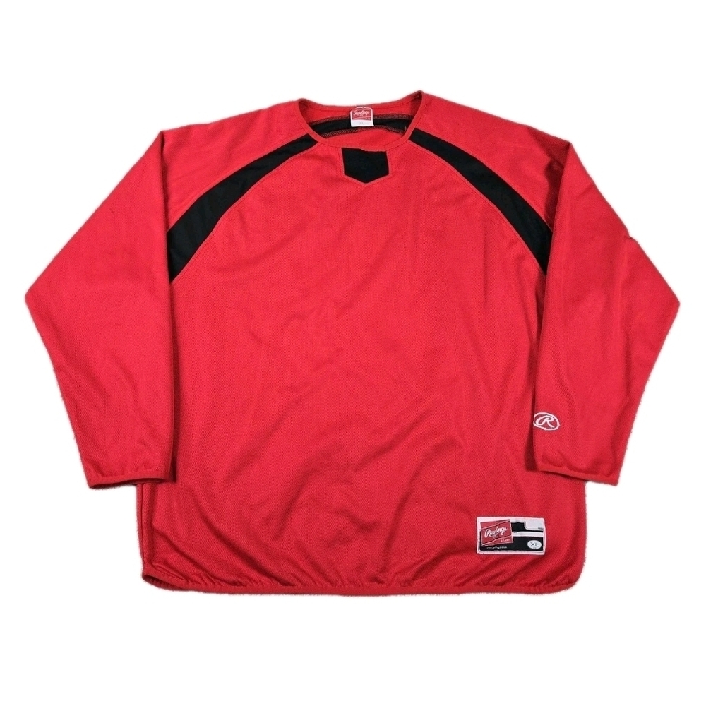 Rawlings Dugout Fleece Lined Long Sleeve Pullover Top Mens XL Grunge Baseball